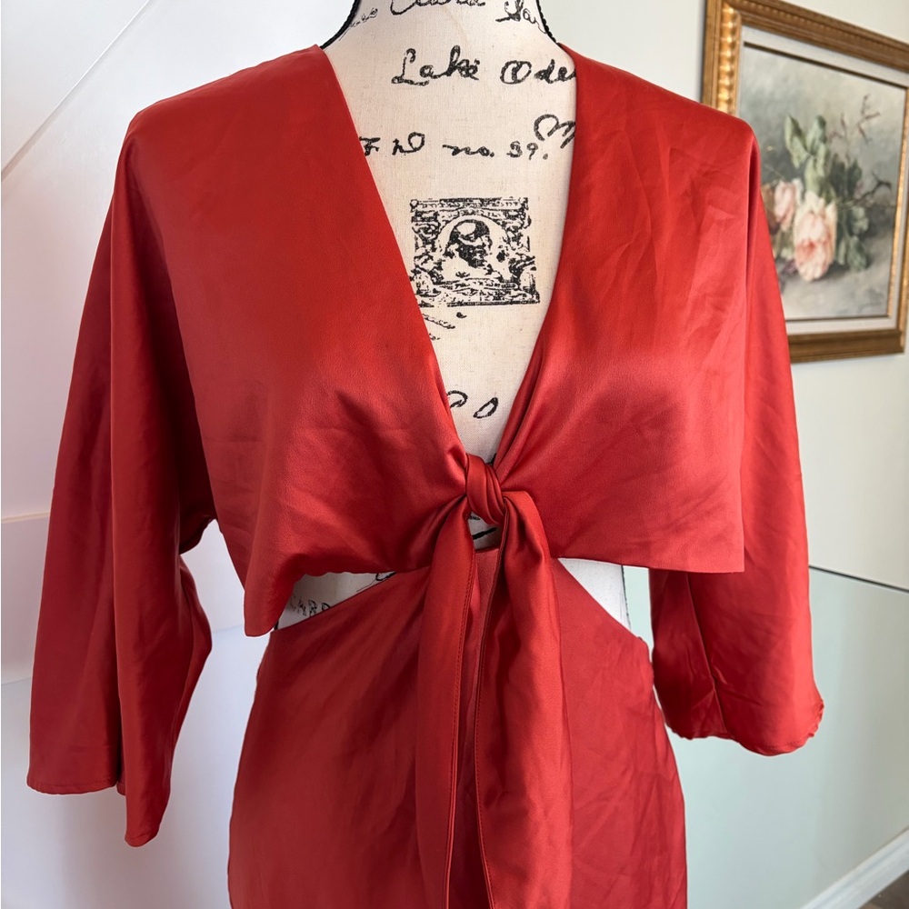 Dynamite Satin Tie Dress - Picture 4 of 6